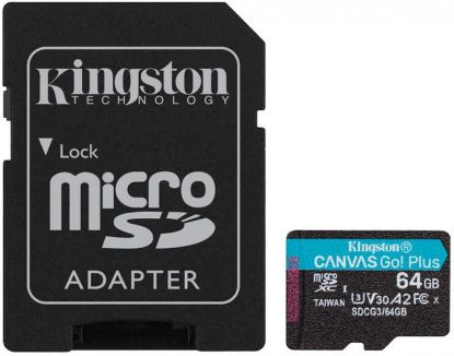  Зображення Карта пам'яті Kingston microSD   64GB C10 UHS-I U3 A2 R170/W70MB/s + SD 